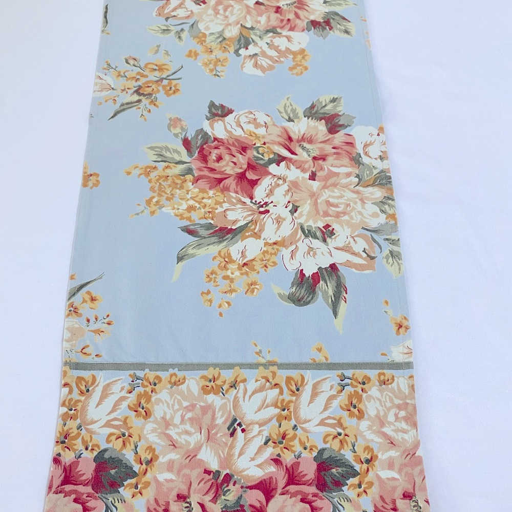 APRIL CORNELL Spring Summer FLORAL Cotton Runner Garden Blue Pink Green. - Picture 2 of 7